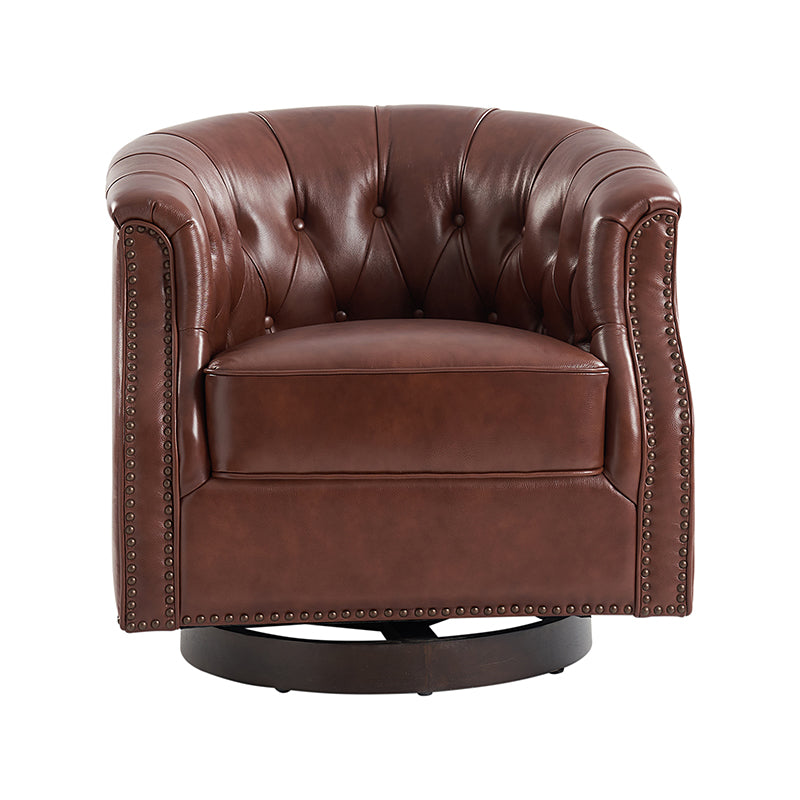 Morris Chesterfield Traditional Rocker Button-Tufted Design Swivel Chair