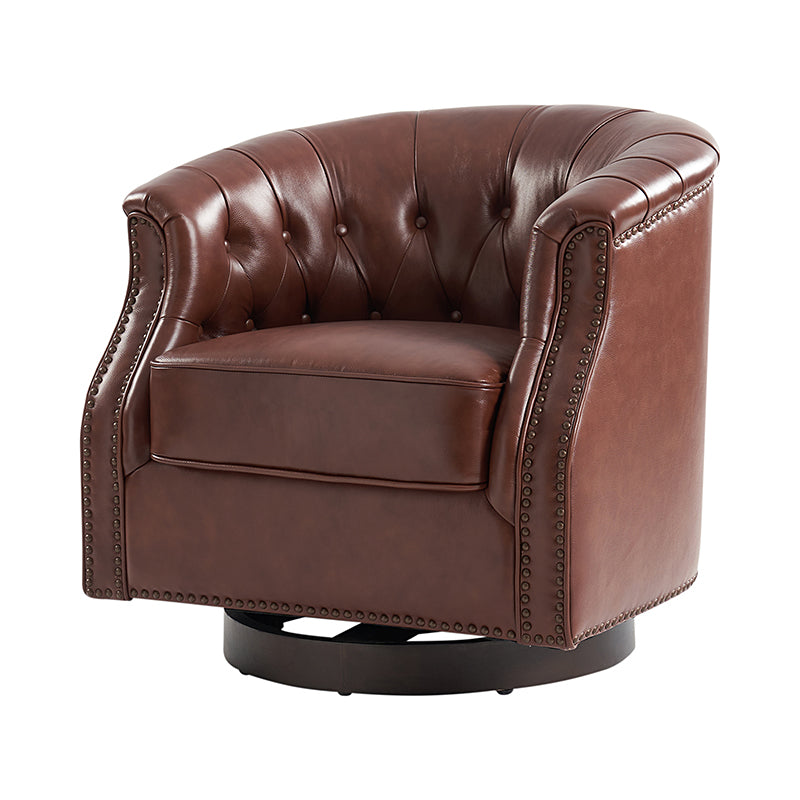 Morris Chesterfield Traditional Rocker Button-Tufted Design Swivel Chair