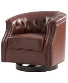 Morris Chesterfield Traditional Rocker Button-Tufted Design Swivel Chair