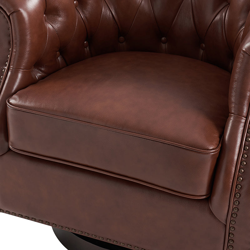 Morris Chesterfield Traditional Rocker Button-Tufted Design Swivel Chair