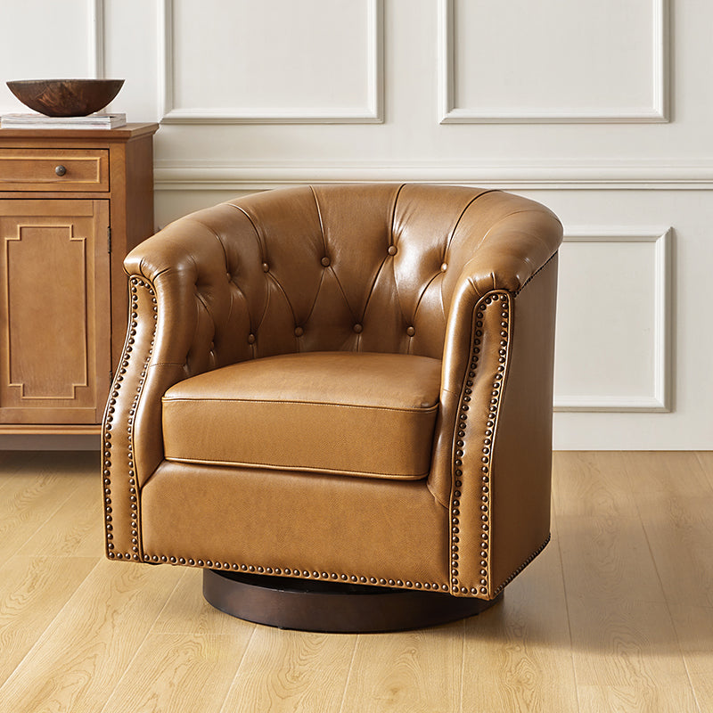 Morris Chesterfield Traditional Rocker Button-Tufted Design Swivel Chair