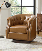 Morris Chesterfield Traditional Rocker Button-Tufted Design Swivel Chair