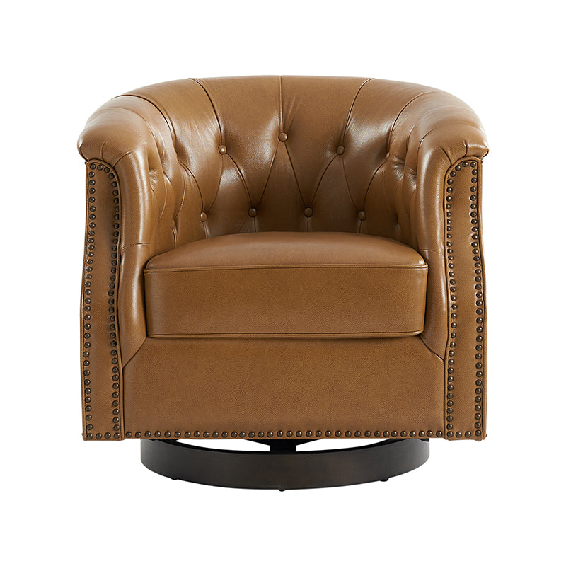 Morris Chesterfield Traditional Rocker Button-Tufted Design Swivel Chair