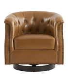 Morris Chesterfield Traditional Rocker Button-Tufted Design Swivel Chair