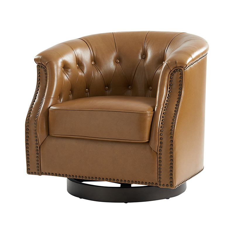 Morris Chesterfield Traditional Rocker Button-Tufted Design Swivel Chair