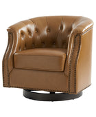 Morris Chesterfield Traditional Rocker Button-Tufted Design Swivel Chair