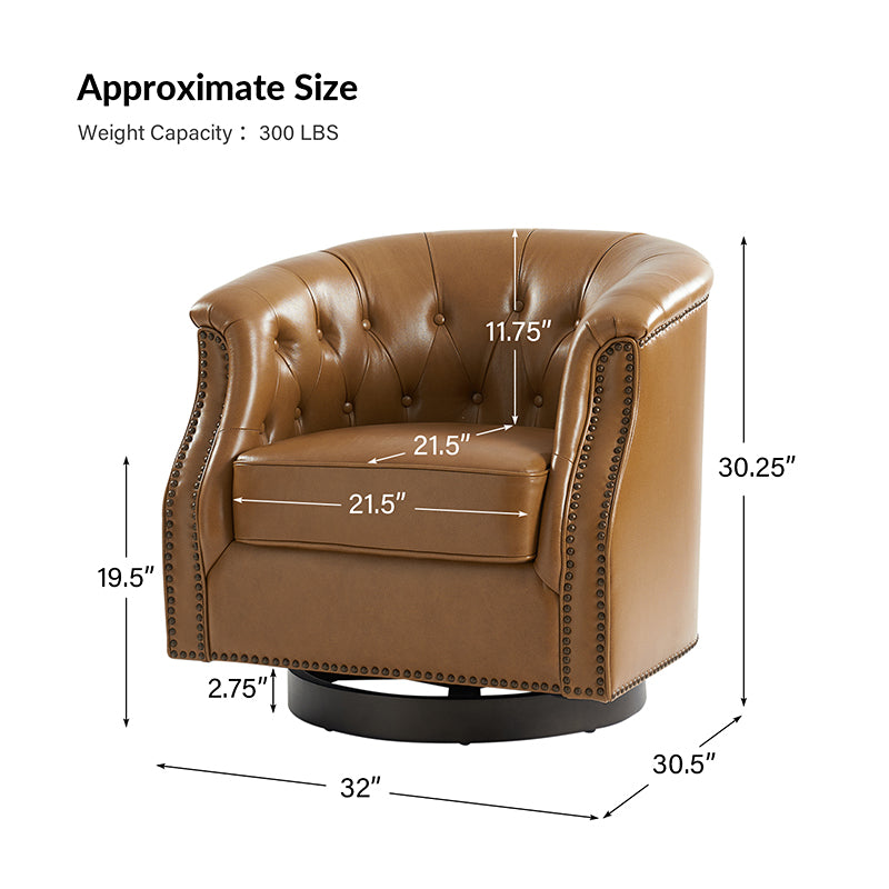 Morris Chesterfield Traditional Rocker Button-Tufted Design Swivel Chair