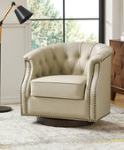 Morris Chesterfield Traditional Rocker Button-Tufted Design Swivel Chair