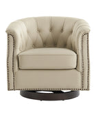 Morris Chesterfield Traditional Rocker Button-Tufted Design Swivel Chair