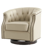 Morris Chesterfield Traditional Rocker Button-Tufted Design Swivel Chair