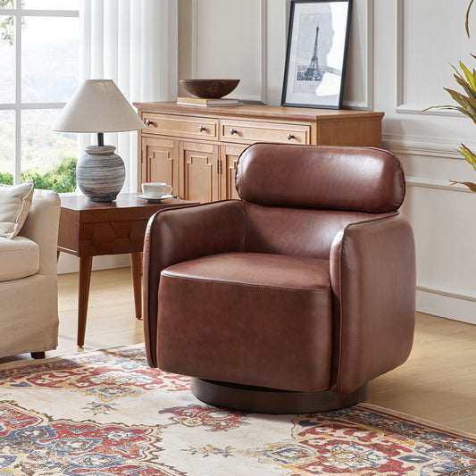 Philander Modern Genuine Leather Swivel Chair