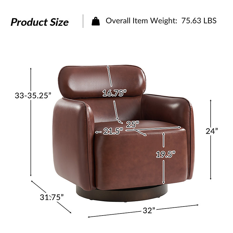 Philander Modern Genuine Leather Swivel Chair