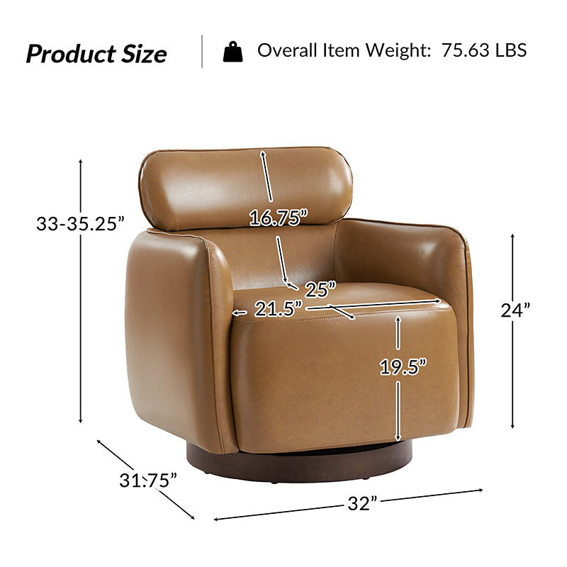 Philander Modern Genuine Leather Swivel Chair