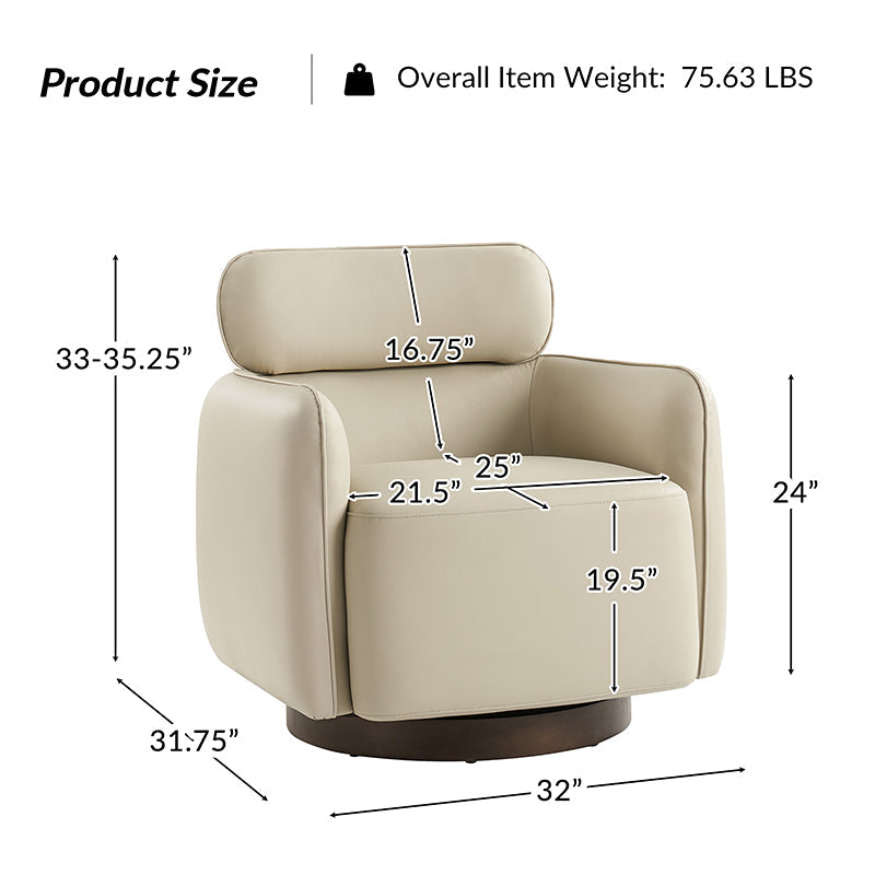 Philander Modern Genuine Leather Swivel Chair