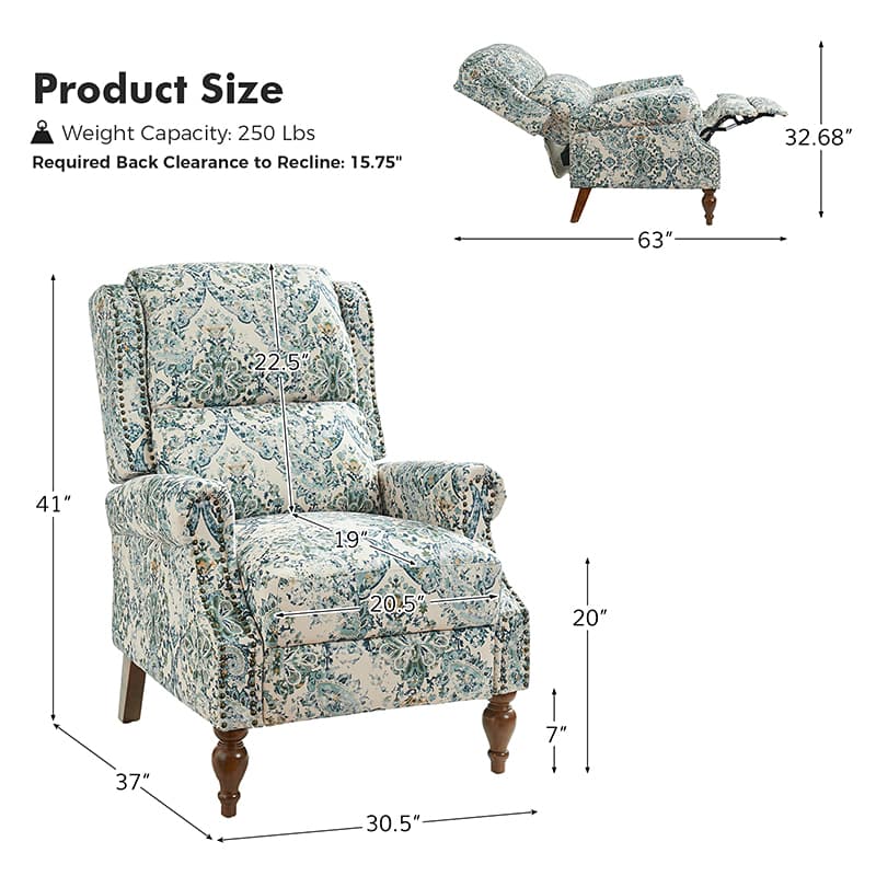 Samantha Manual Roll Arms Recliner