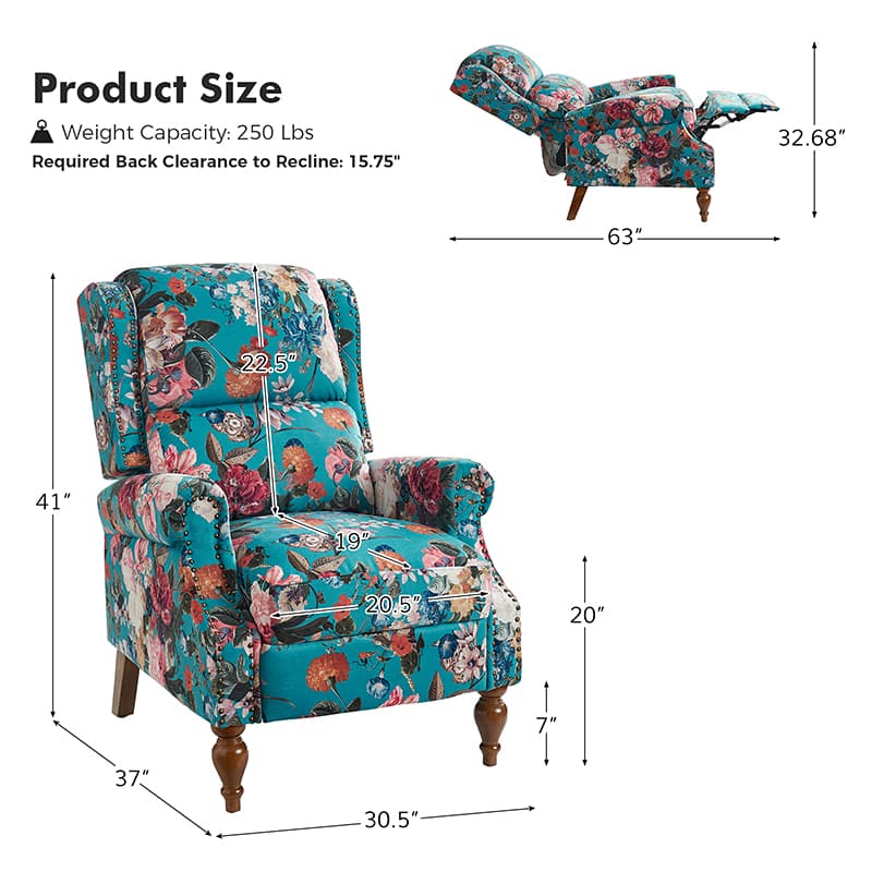 Samantha Manual Roll Arms Recliner