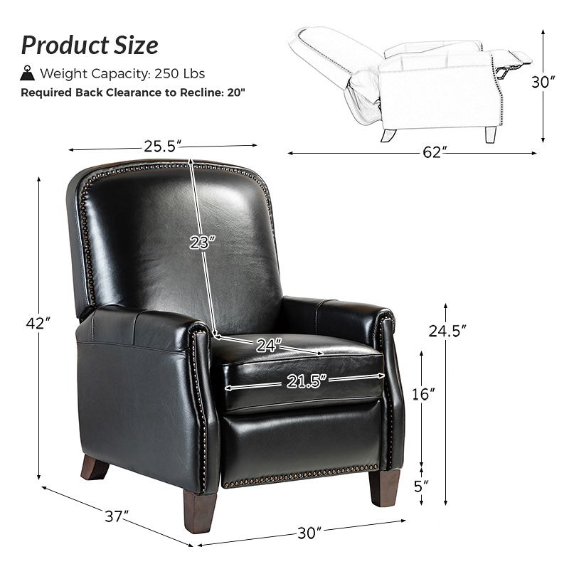 Claudia Genuine Leather Cigar Glider Recliner