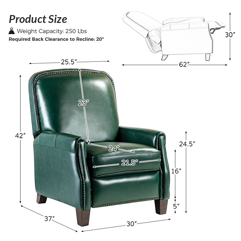 Claudia Genuine Leather Cigar Glider Recliner