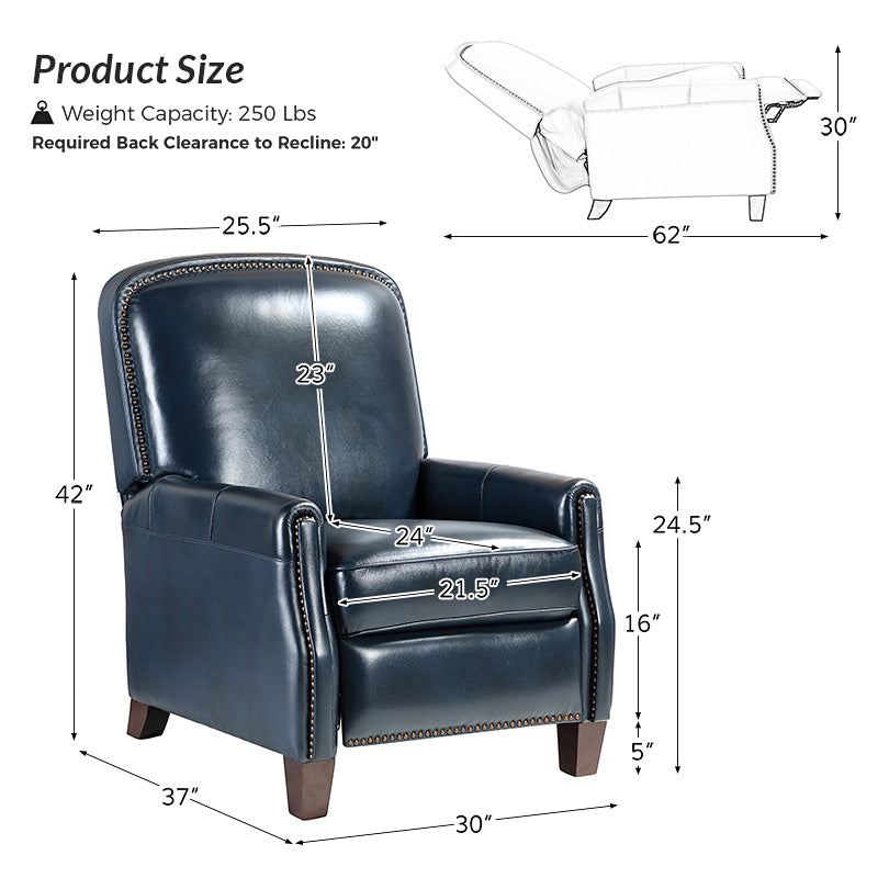 Claudia Genuine Leather Cigar Glider Recliner