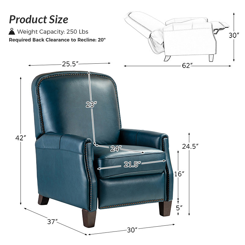 Claudia Genuine Leather Cigar Glider Recliner