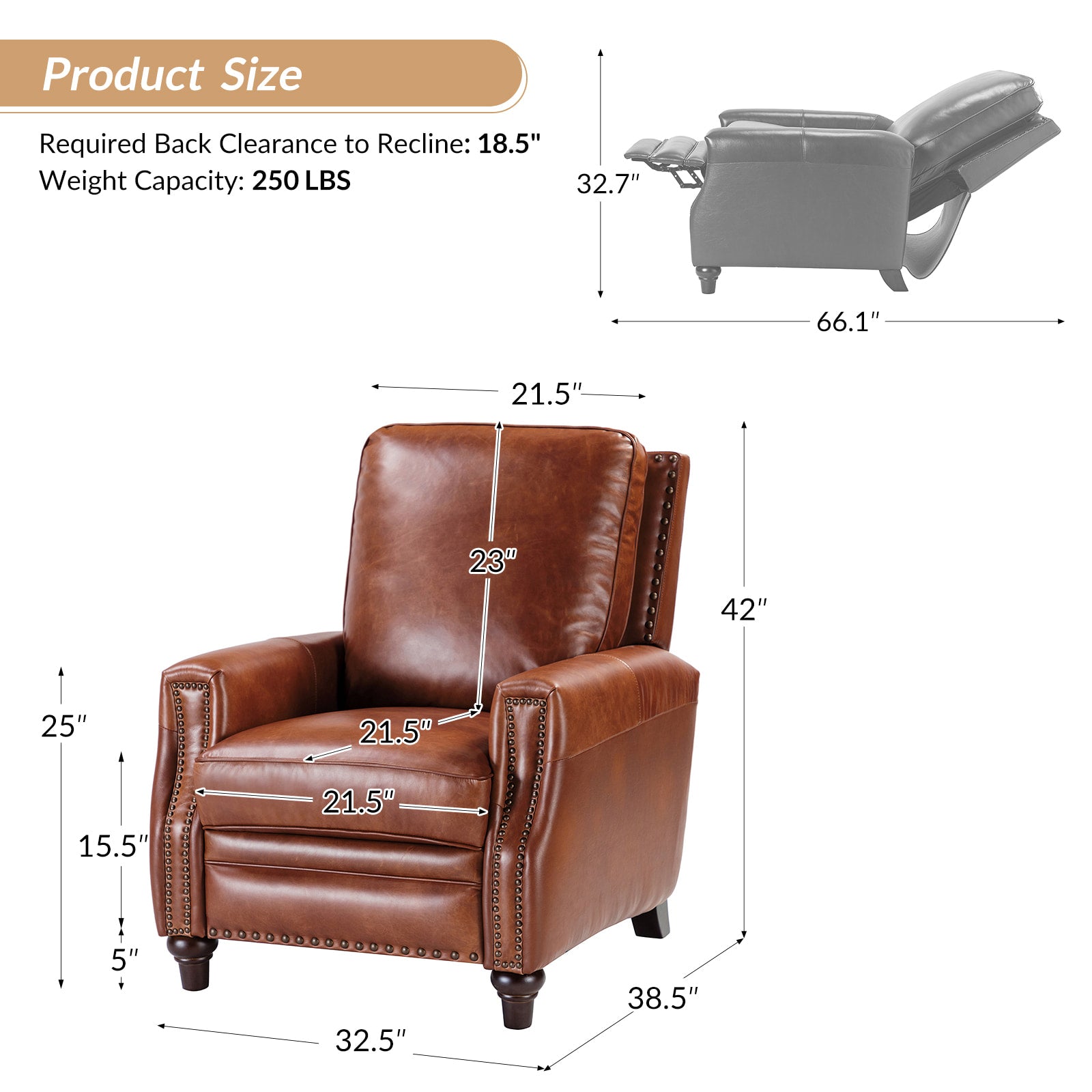 Annabelle Genuine Leather Recliner Chair - HULALA HOME