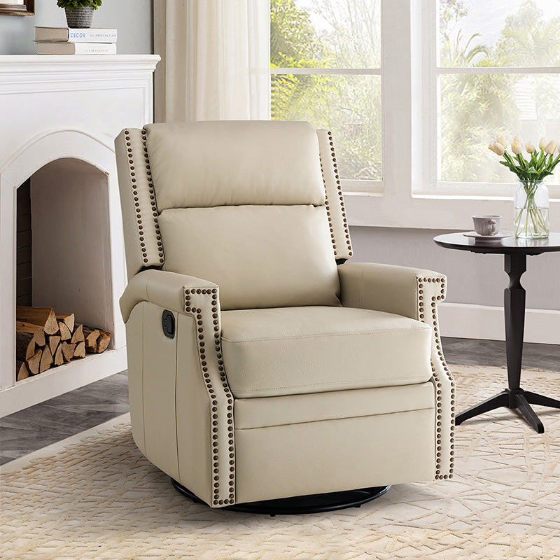 Canace Modern Genuine Leather Manual Glider Rocker Recliner