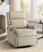 Canace Modern Genuine Leather Manual Glider Rocker Recliner