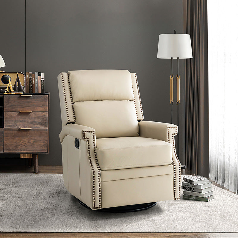 Canace Modern Genuine Leather Manual Glider Rocker Recliner