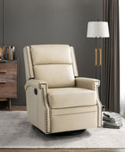 Canace Modern Genuine Leather Manual Glider Rocker Recliner