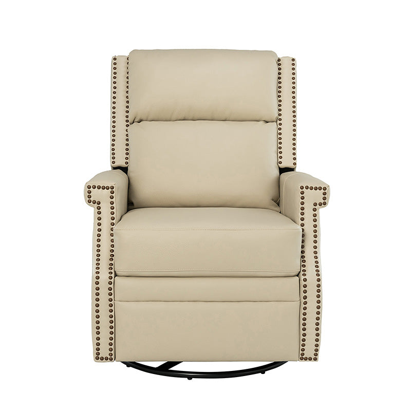 Canace Modern Genuine Leather Manual Glider Rocker Recliner