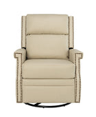 Canace Modern Genuine Leather Manual Glider Rocker Recliner