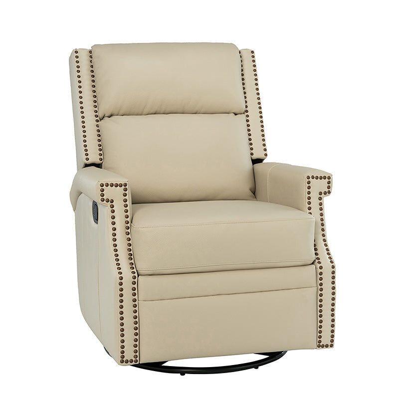 Canace Modern Genuine Leather Manual Glider Rocker Recliner