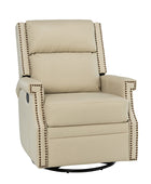 Canace Modern Genuine Leather Manual Glider Rocker Recliner