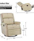 Canace Modern Genuine Leather Manual Glider Rocker Recliner