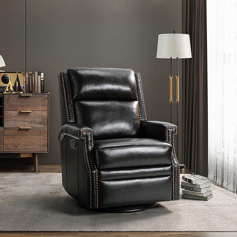 Canace Modern Genuine Leather Manual Glider Rocker Recliner