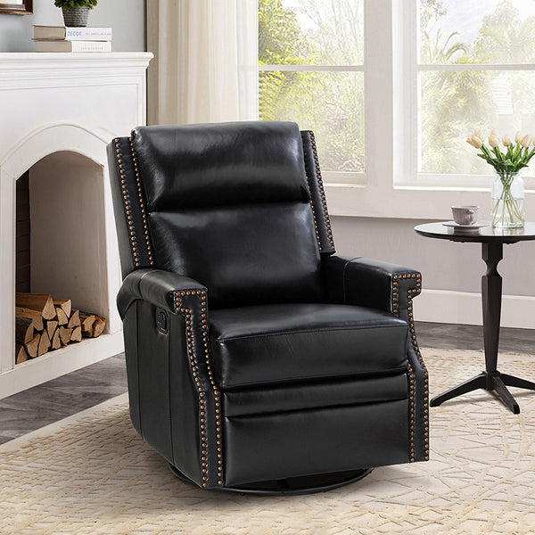 Canace Modern Genuine Leather Manual Glider Rocker Recliner