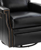 Canace Modern Genuine Leather Manual Glider Rocker Recliner