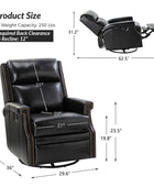 Canace Modern Genuine Leather Manual Glider Rocker Recliner