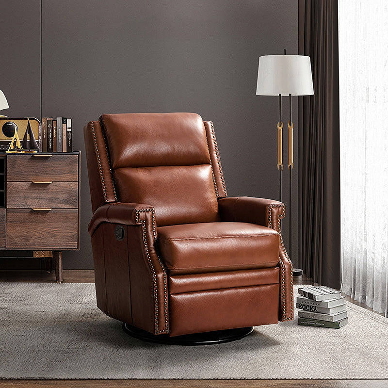 Canace Modern Genuine Leather Manual Glider Rocker Recliner