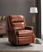 Canace Modern Genuine Leather Manual Glider Rocker Recliner