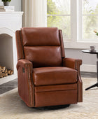 Canace Modern Genuine Leather Manual Glider Rocker Recliner