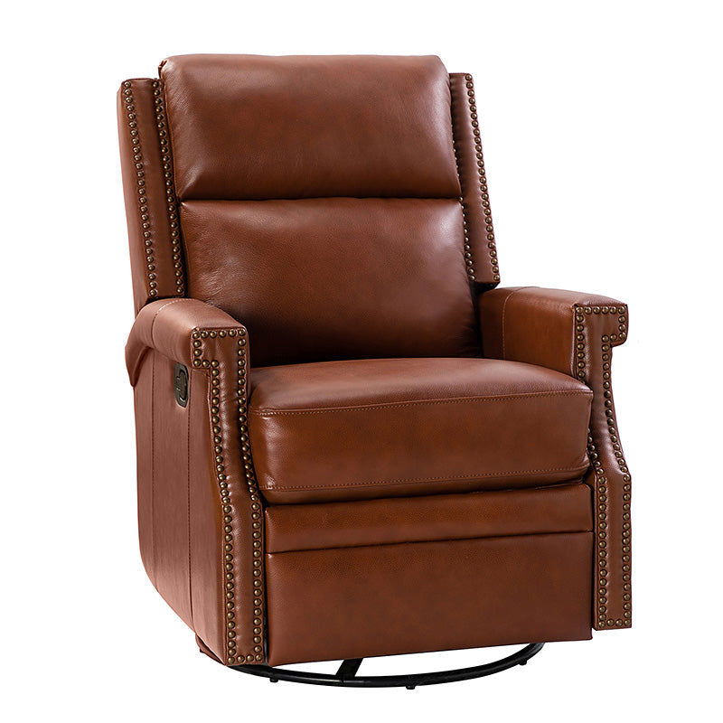 Canace Modern Genuine Leather Manual Glider Rocker Recliner