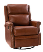 Canace Modern Genuine Leather Manual Glider Rocker Recliner