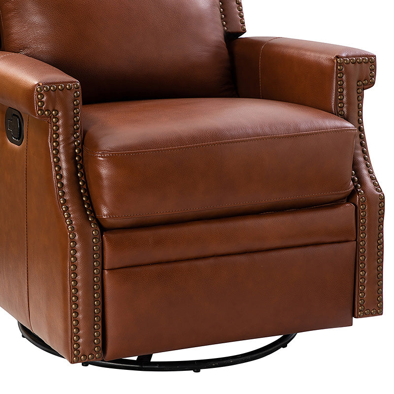 Canace Modern Genuine Leather Manual Glider Rocker Recliner