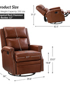 Canace Modern Genuine Leather Manual Glider Rocker Recliner