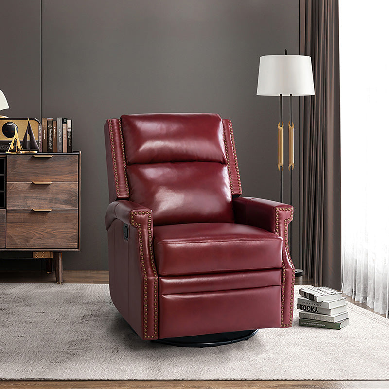 Canace Modern Genuine Leather Manual Glider Rocker Recliner