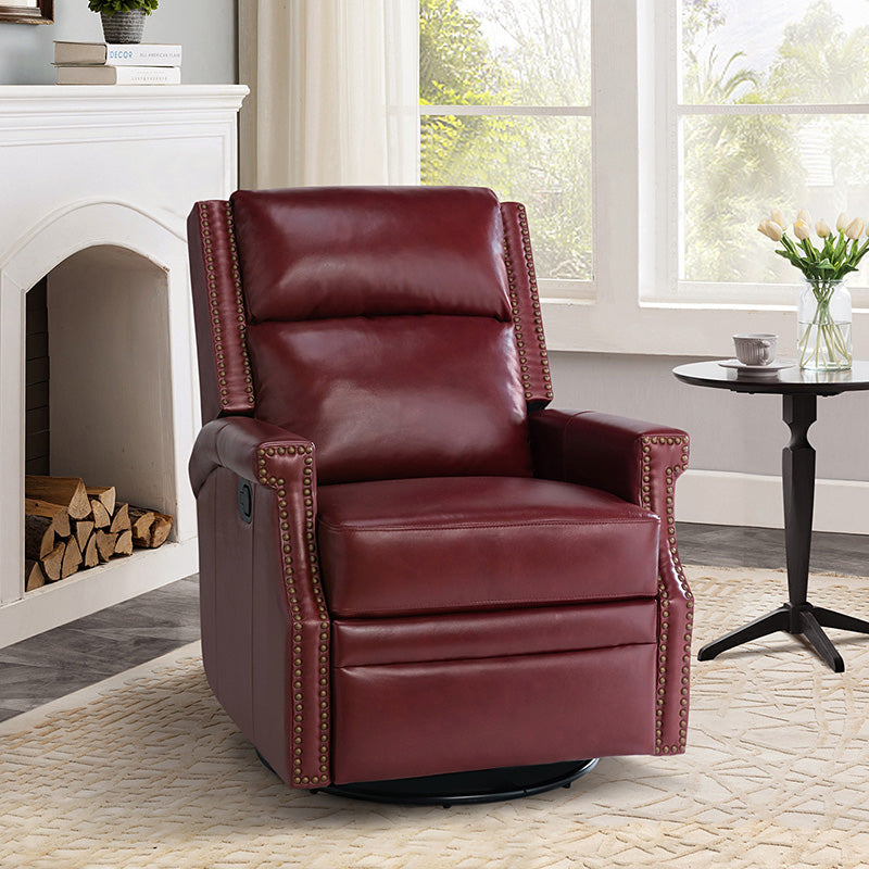 Canace Modern Genuine Leather Manual Glider Rocker Recliner