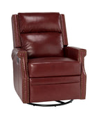 Canace Modern Genuine Leather Manual Glider Rocker Recliner