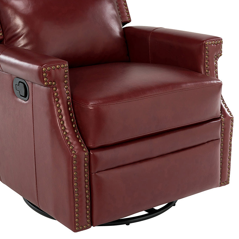 Canace Modern Genuine Leather Manual Glider Rocker Recliner