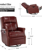 Canace Modern Genuine Leather Manual Glider Rocker Recliner